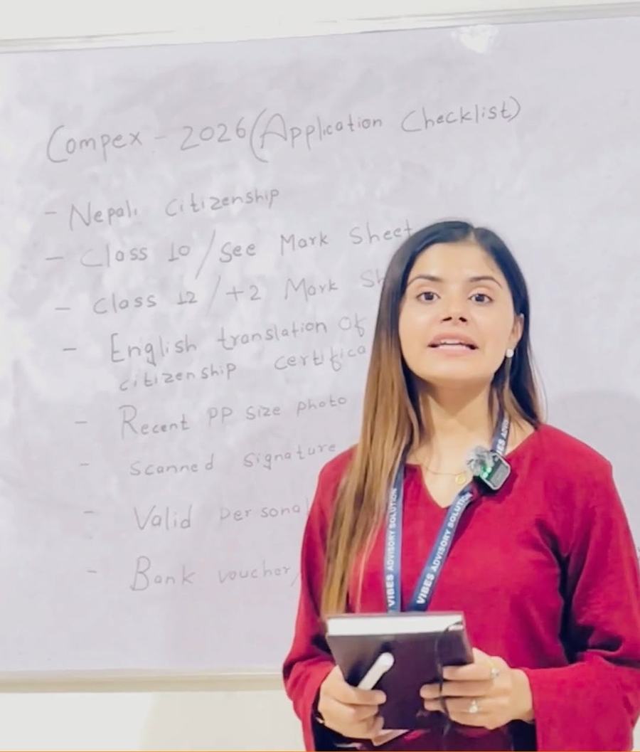 COMPEX checklist on the office whiteboard
