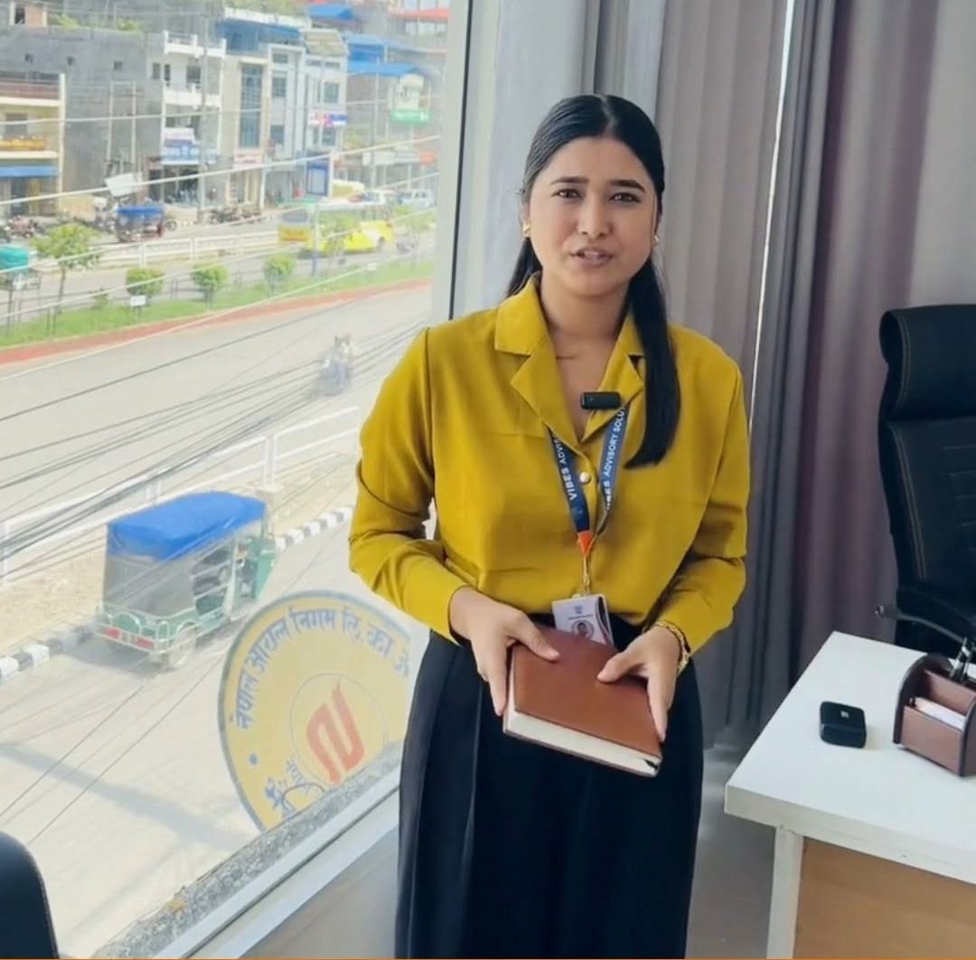 Counsellor at the window over the Butwal road